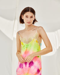 Technicolor Tie Dye Goddess Slip Dress