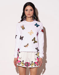 The Jitterbug Embroidered Sweatshirt - White