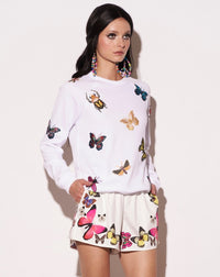 The Jitterbug Embroidered Sweatshirt - White