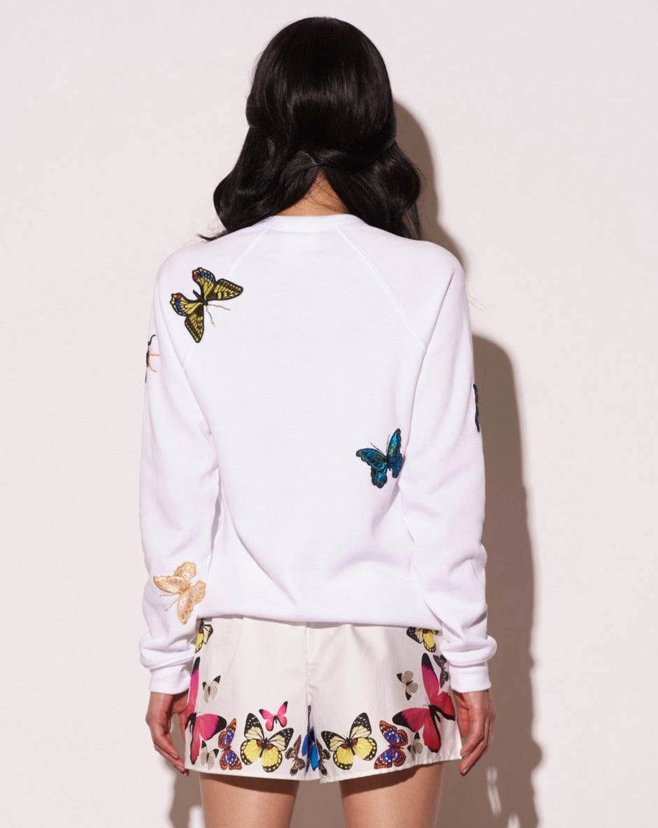 The Jitterbug Embroidered Sweatshirt - White