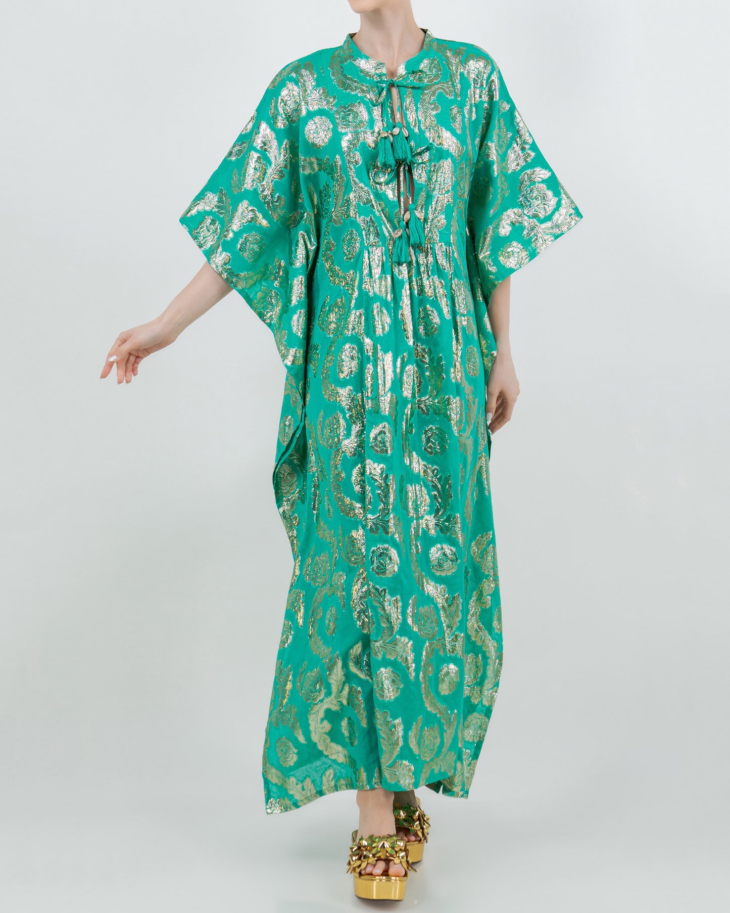 Palm Springs Caftan Maxi Dress - Jade/Gold