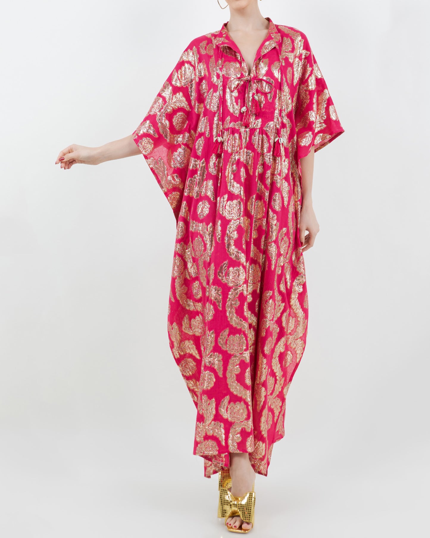 Palm Springs Caftan Maxi Dress - Pomegranate/Gold