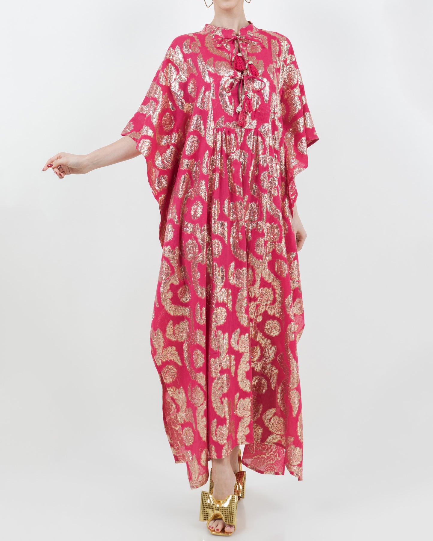 Palm Springs Caftan Maxi Dress - Pomegranate/Gold