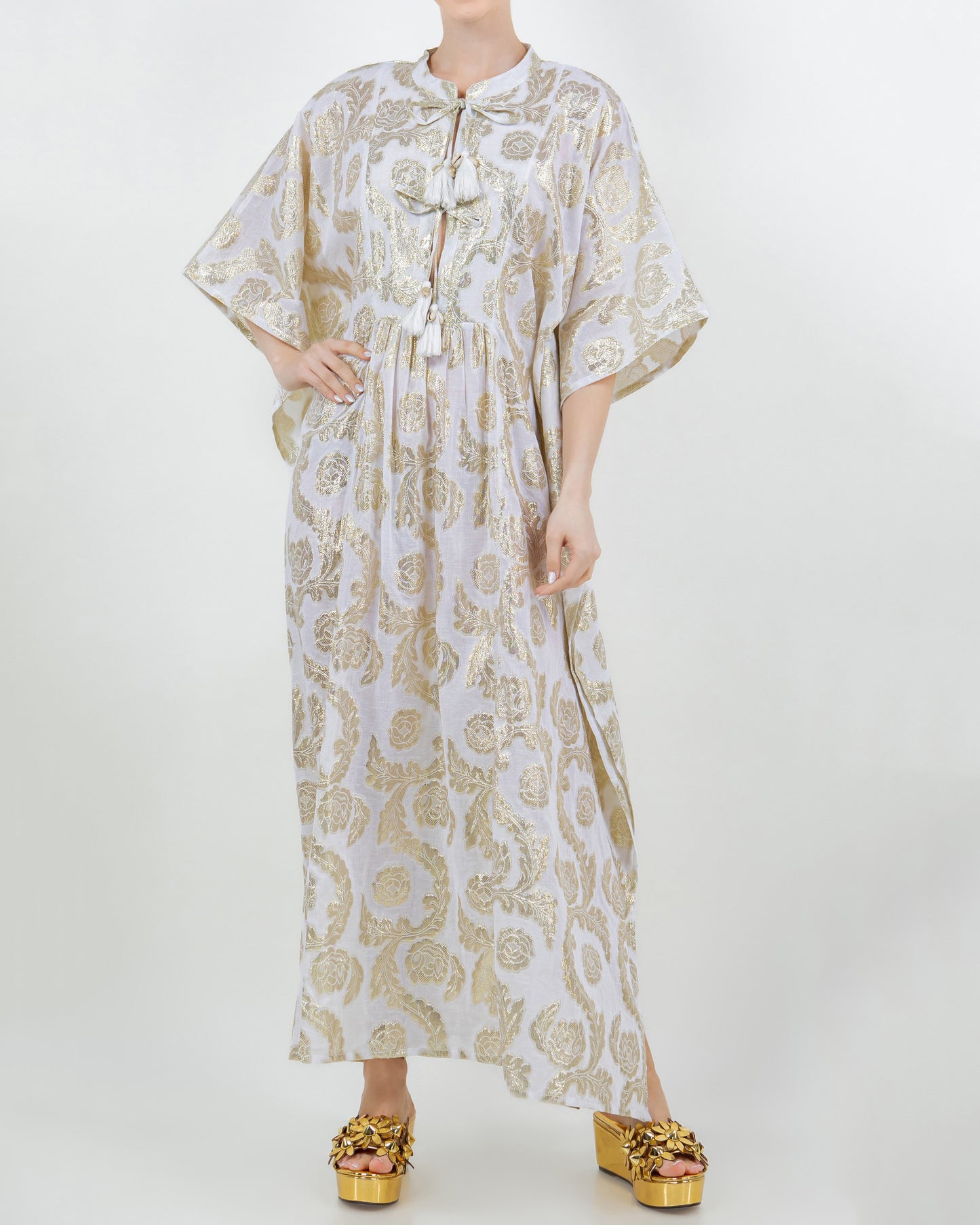 Palm Springs Caftan Maxi Dress - Seashell/Gold