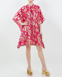 Palm Springs Caftan Tunic Dress - Pomegranate/Gold