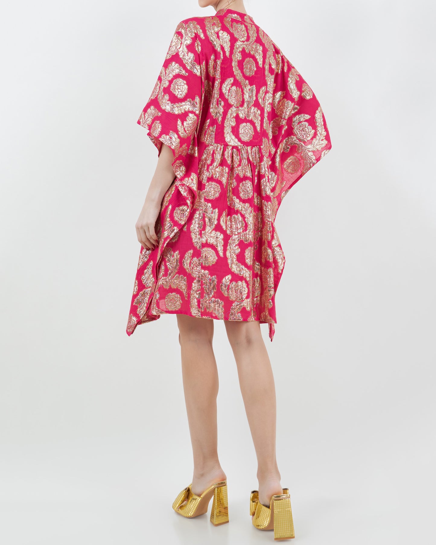 Palm Springs Caftan Tunic Dress - Pomegranate/Gold