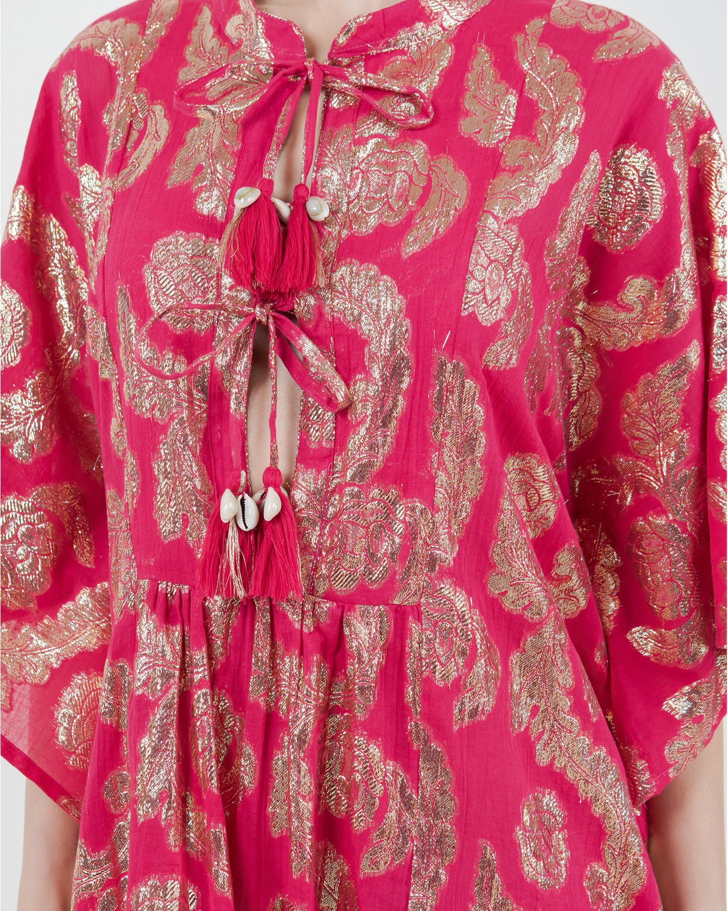 Palm Springs Caftan Tunic Dress - Pomegranate/Gold