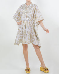 Palm Springs Caftan Tunic Dress - Seashell/Gold