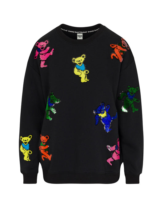 The Original Grateful Dead Dancing Bears Sequin Sweatshirt - Black