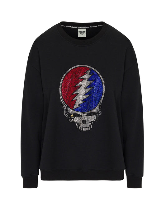 Grateful Dead Rhinestone Stealie Relaxed Sweatshirt - Black