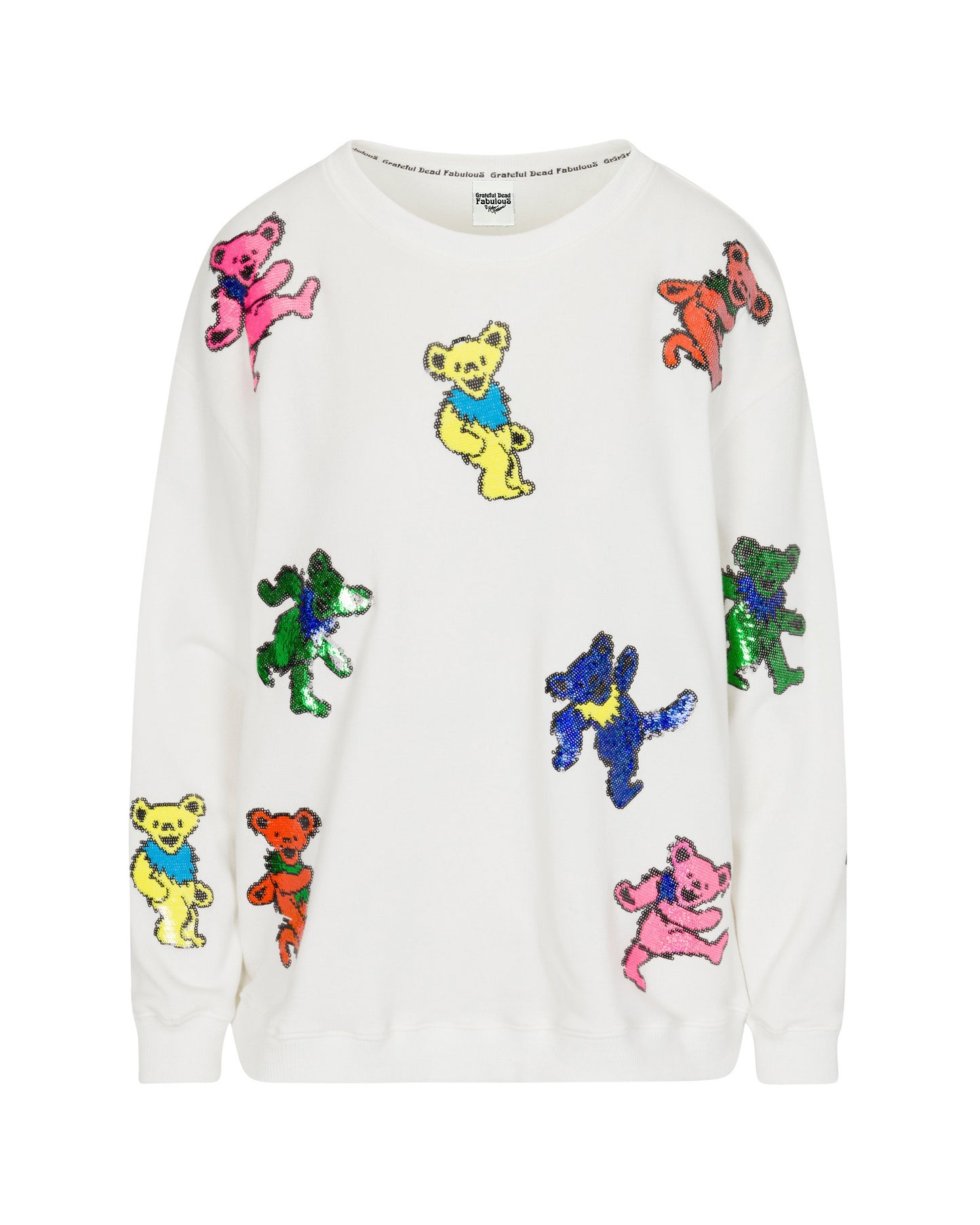 The Original Grateful Dead Dancing Bears Sequin Sweatshirt - White