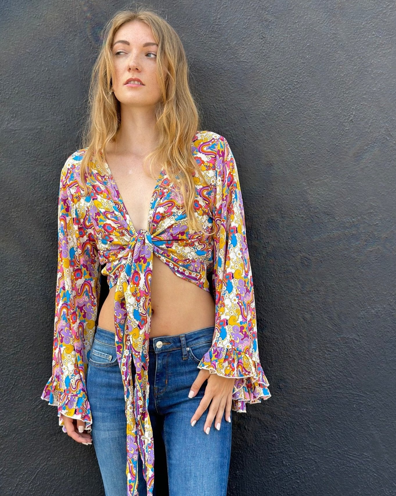 Dreamy Daisy Wrap Top - Rainbow