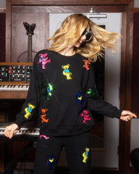 The Original Grateful Dead Dancing Bears Sequin Sweatshirt - Black