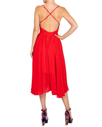 Enchanted Garden Midi Dress - Cherry